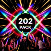 A group of young people holding glowing neon light sticks
