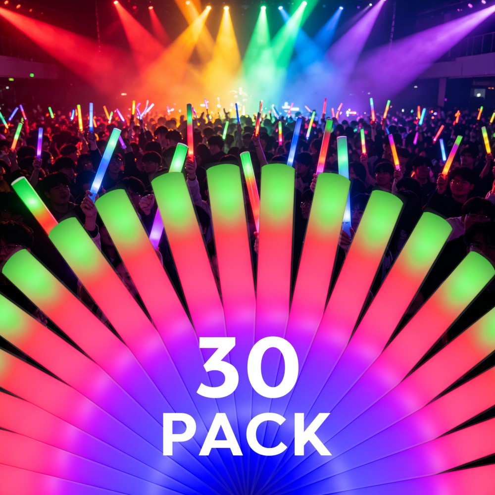 30 Pack LED foam glow sticks