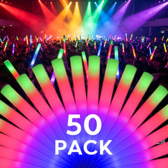 50 Pack LED foam glow sticks concert crowd scene