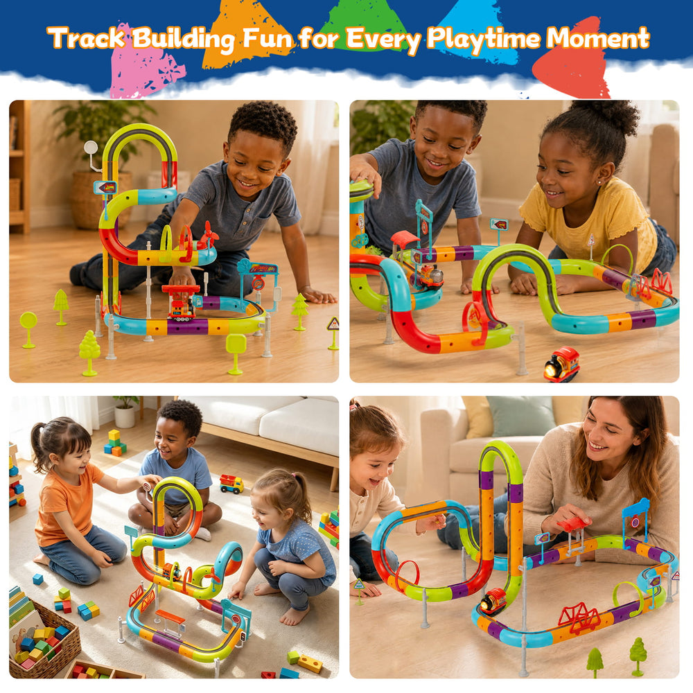 colorful magnetic marble-run style toy