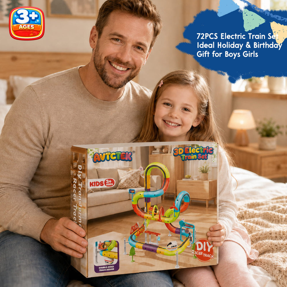 3D Electric Train Set, kids race track building toy