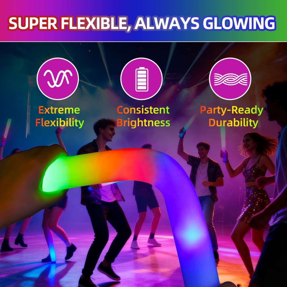 Flexible LED foam glow sticks party performance features