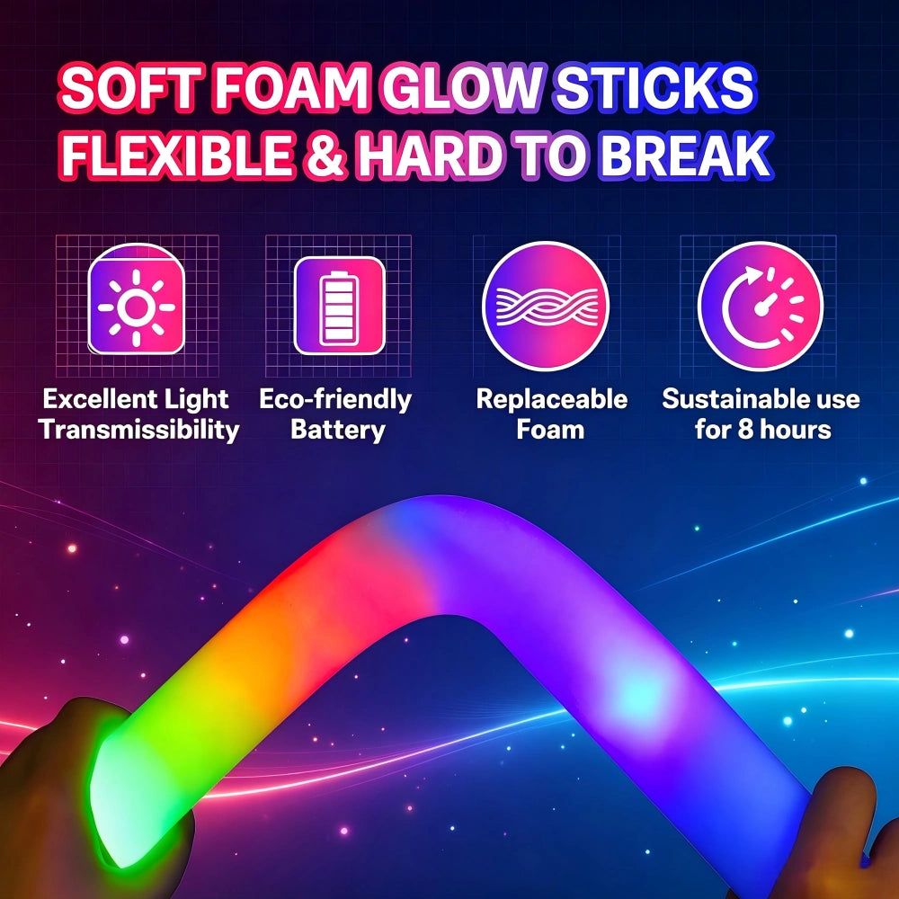 Flexible soft foam LED glow sticks