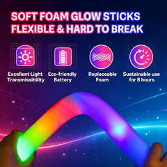 Flexible soft foam LED glow sticks
