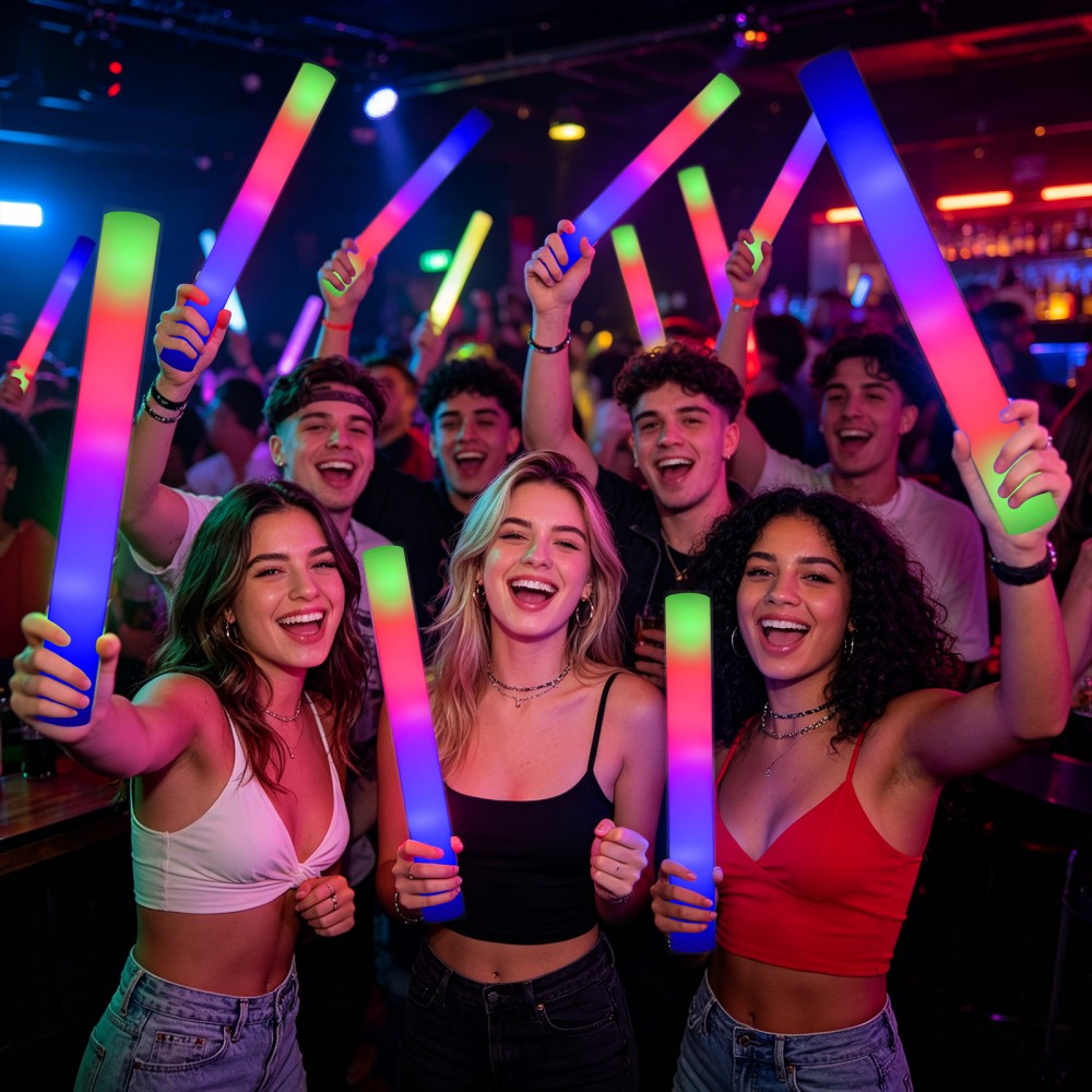 LED foam glow sticks nightclub party scene