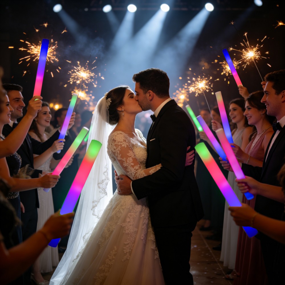 LED foam glow sticks wedding celebration scene