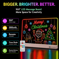 LED message board with a colorful Christmas display