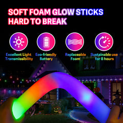 Soft bendable LED foam glow sticks product feature infographic