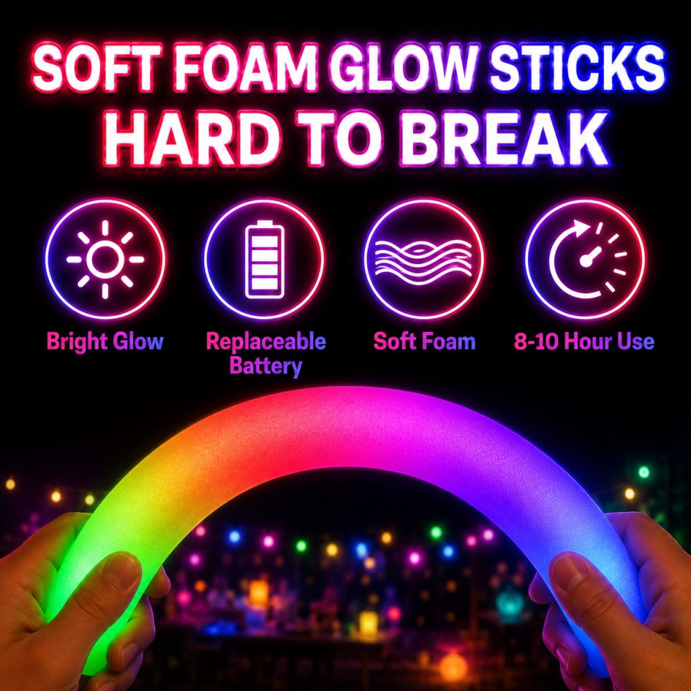 Soft unbreakable foam glow sticks